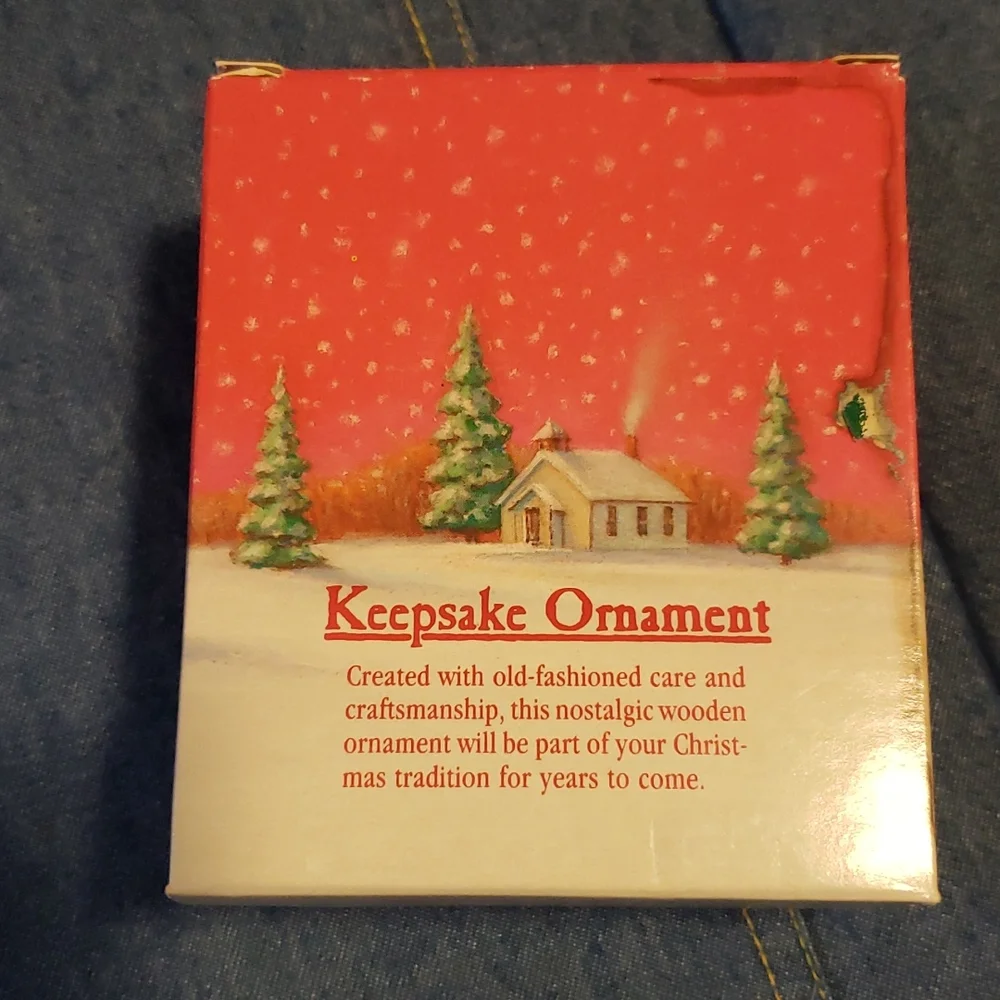 Hallmark 1988 Old Fashioned Schoolhouse Wooden Holiday Christmas Ornament